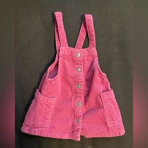Zara Snaps Corduroy Pinafore Dress Pink